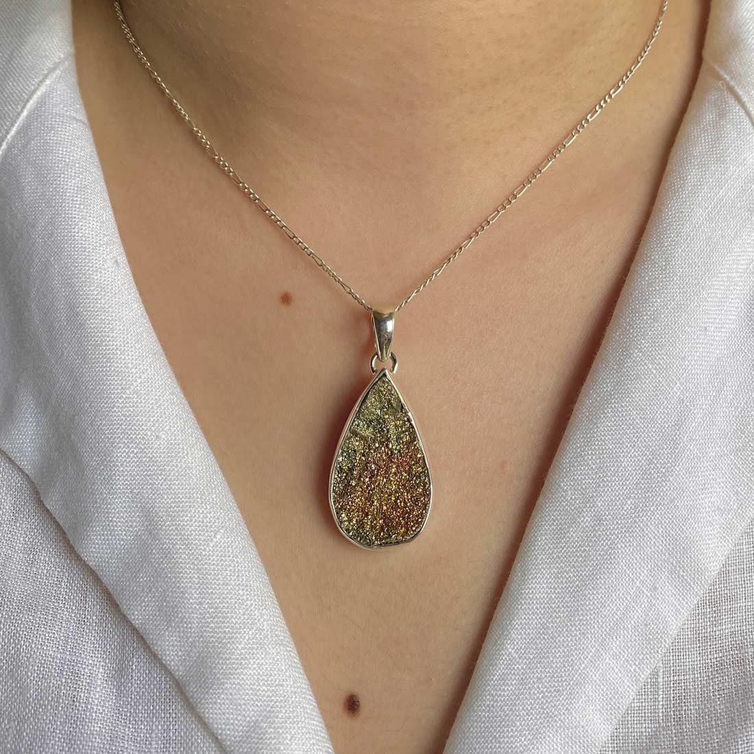 Spectropyrite Druzy Pendant-(SPD-P-13.)